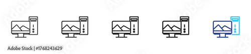 Computer icon set outline multistyle vector illustration concept