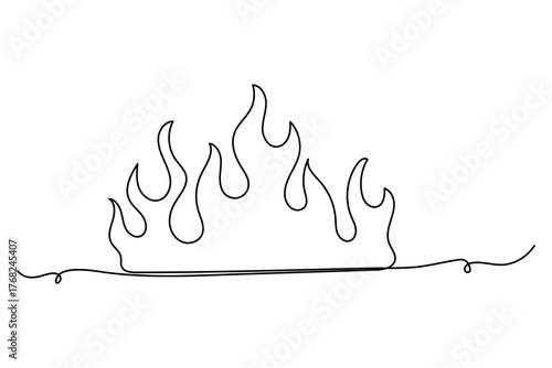 Continuous one line drawing of bonfire flame outline vector illustration minimal fire art on white background
