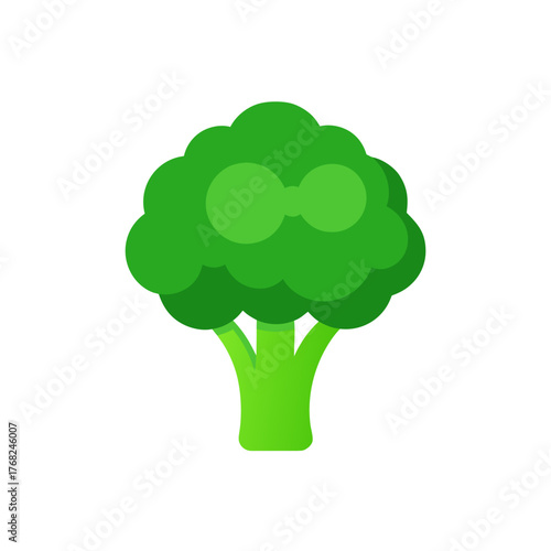 Cartoon style illustration of broccoli on transparent background