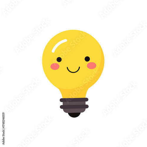 Cartoon lightbulb with a happy expression