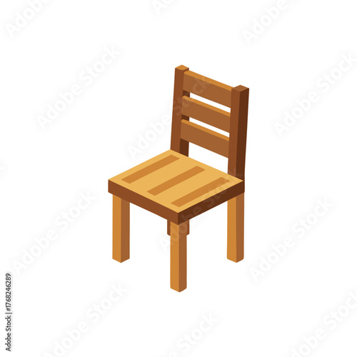 Isometric wooden chair with back support