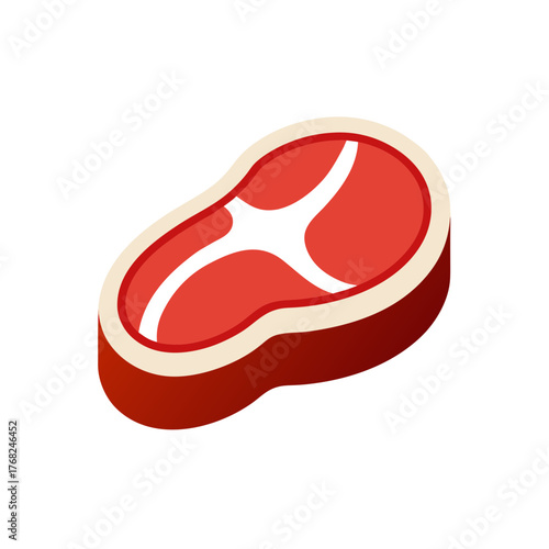 Isometric illustration of a steak cutlet