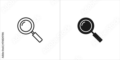 Magnifying glass icon, outline and filled version
