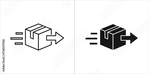 Delivery package icon with speed lines and arrow