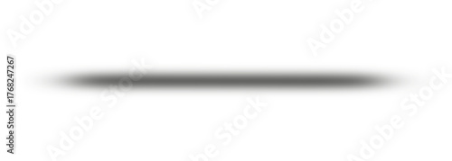 Soft round black shadow on white background. Realistic floor drop shadow for object, logo, or product mockup design. Minimal light blur texture for overlay and presentation.