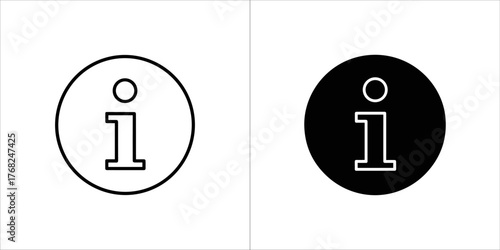 Information symbol i inside a circle in outline and filled black