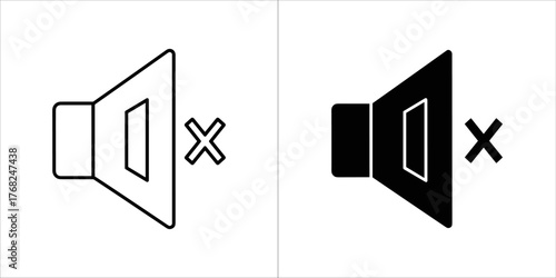 Mute speaker icon in outline and solid black