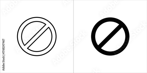 Two prohibition signs, one outlined and one solid black