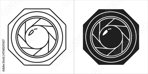 Camera aperture diaphragm, black and white versions