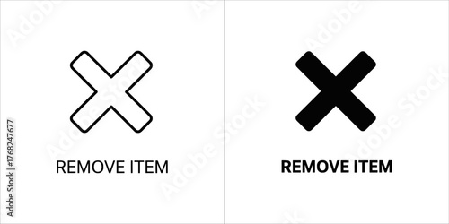 Remove item symbol, cross shape, black and white versions