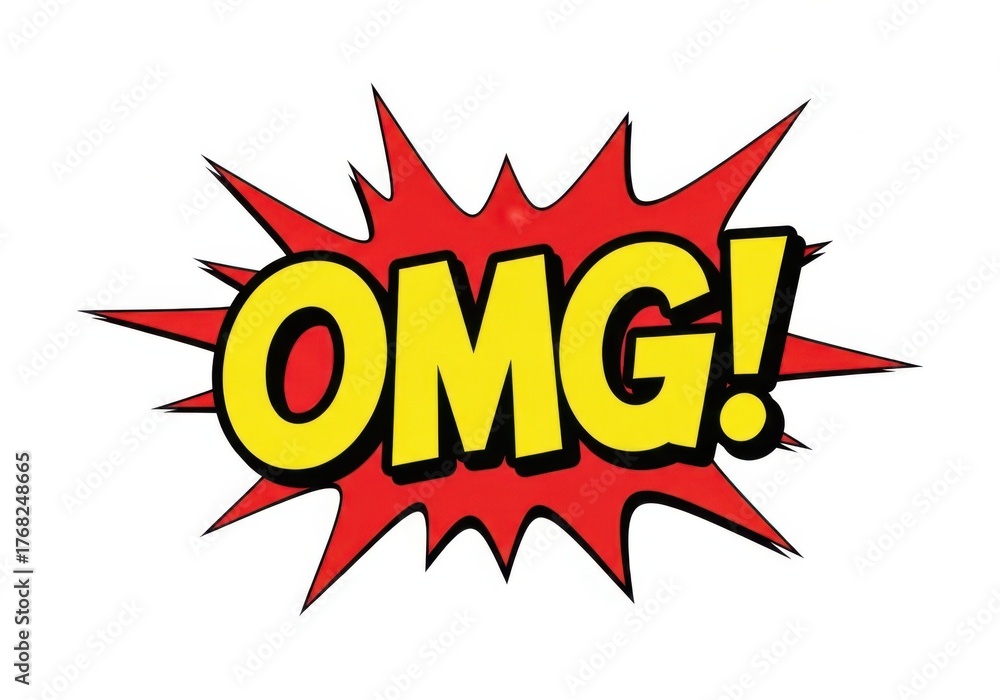 Fototapeta premium Omg exclamation bubble comic pop art expression isolated on white background