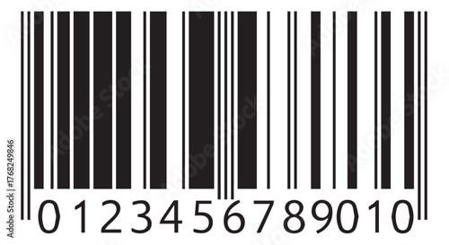 A black and white barcode with numerical digits below, isolated on transparent background