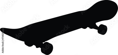 Skateboard Silhouette Vector Graphic: Sport Equipment Illustration for Urban Design and Skate Culture