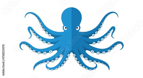 Stylized aquatic creature illustration featuring an octopus in vibrant blue tones