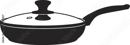 Frying Pan Skillet with Lid Cookware Black Silhouette for Cooking Kitchen Food Icon