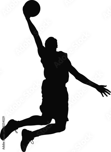 Athletic Basketball Player Silhouette Performing Slam Dunk Sports Graphic Active Lifestyle
