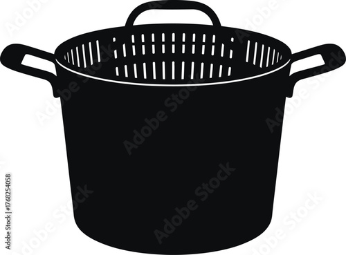 Black Colander Kitchen Utensil for Pasta and Vegetable Rinsing Preparation