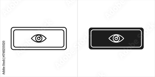 Outline and filled eye icon inside a rectangle