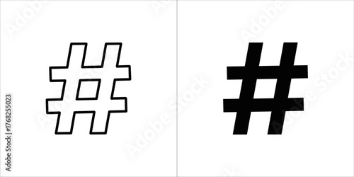 Hashtag symbol, outline and filled