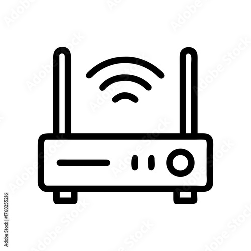 Outline drawing of a wifi router device on transparent background silhouette