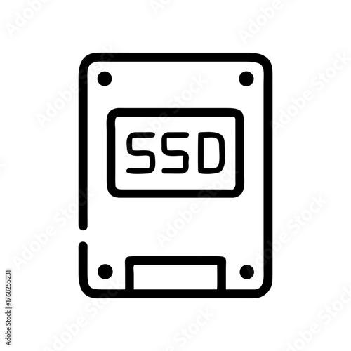 Outline drawing of solid state drive ssd on transparent background silhouette