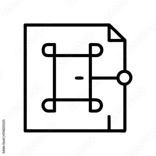 Blueprint diagram on paper document sheet on transparent background silhouette
