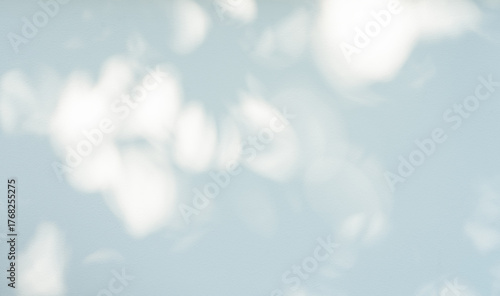 Fotografie Blue Background,Shadow nature, soft light on light blue wall studio room