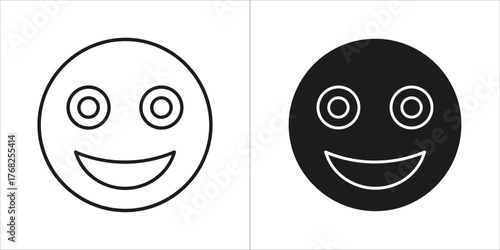 Two smiley face icons, one outlined and one filled black
