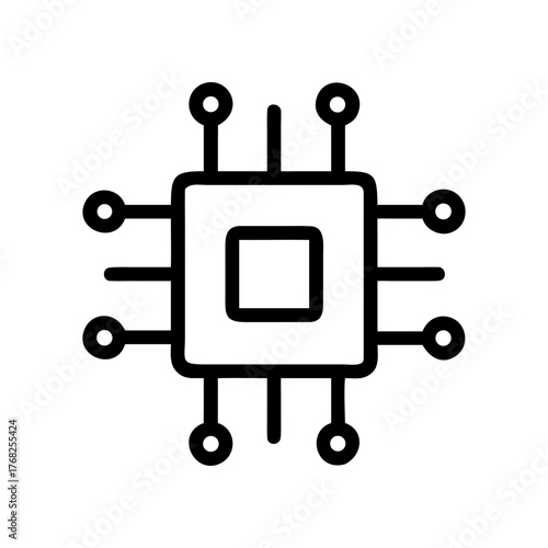Central processing unit icon illustration on transparent background silhouette