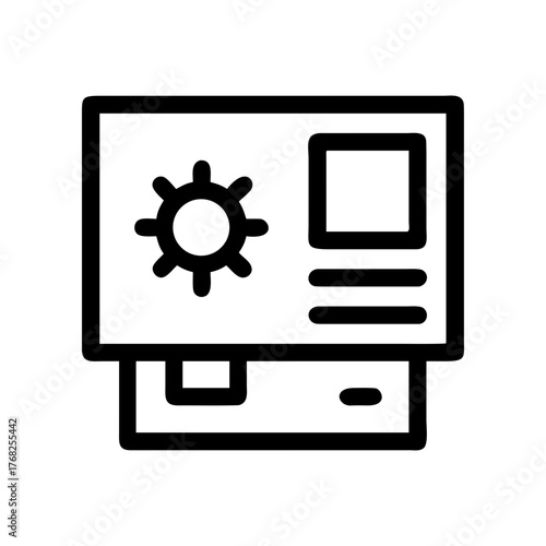 Computer screen with settings configuration on transparent background silhouette