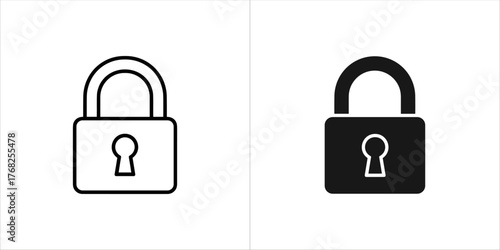 Padlock icon in outline and solid style