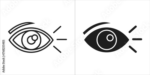Two stylized eye icons, one outlined and one filled
