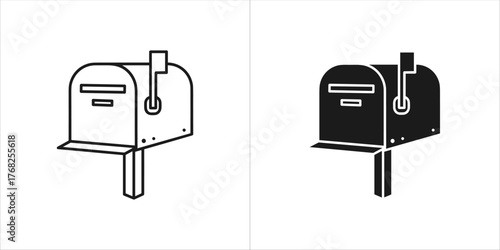 Line art and silhouette icons of a mailbox