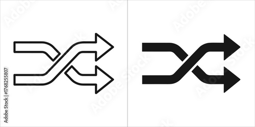 Two icons representing shuffle or random playback, one outlined and one filled