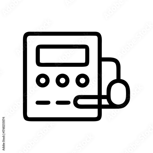 Outline of a medical sphygmomanometer device on transparent background silhouette