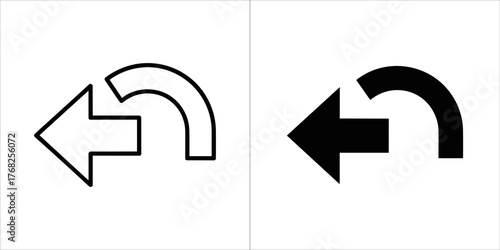 Set of two curved arrow icons, one outline and one filled