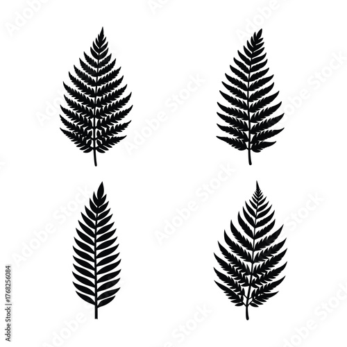set of leaves silhouettes