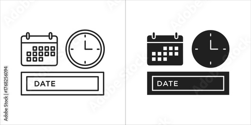 Calendar and clock icon with date field