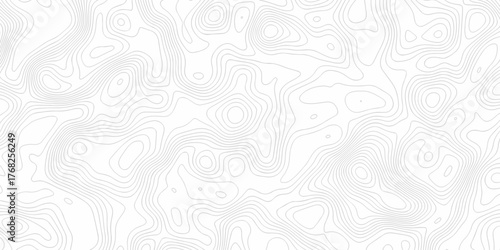 Minimal white line geometric grid outline curve counter map and wavy topography relief discovery area white, black line texture background.	
