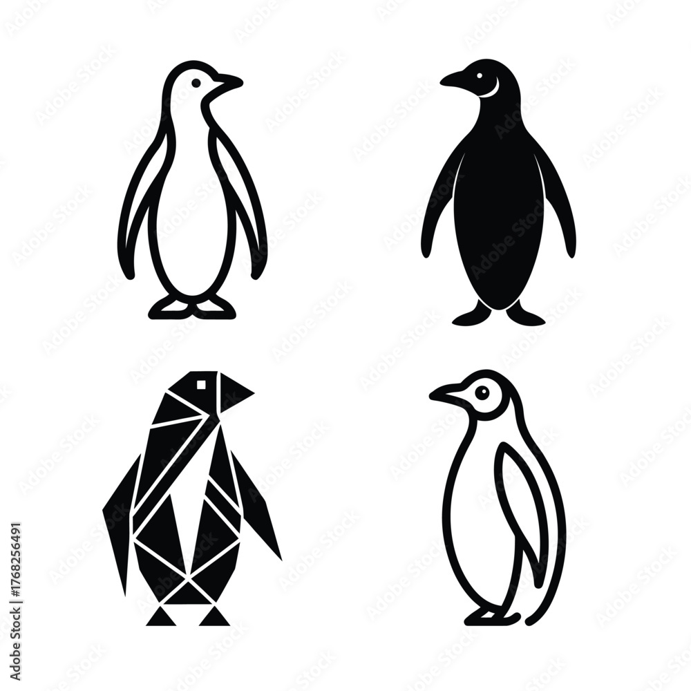 Naklejka premium set of funny cartoon penguin