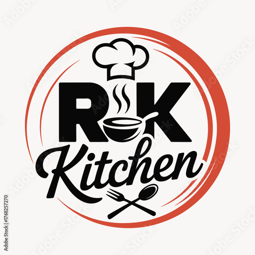 RK Kitchen Chef Cooking Restaurant Monogram Logo