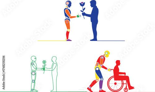 Robot human interaction diverse scenarios flower giving