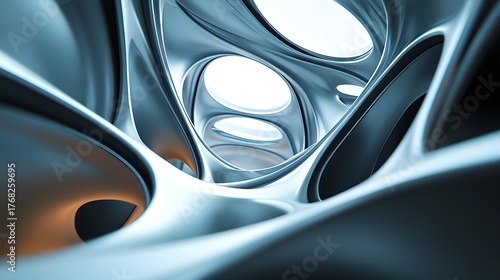 Fototapeta Naklejka Na Ścianę i Meble -  Modern 3D art with floating spheres and vivid colorful architectural background