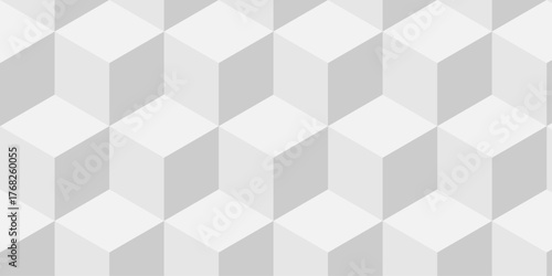 Vector cubic background with seamless geometric pattern. Abstract white and gray style minimal blank cubes.	