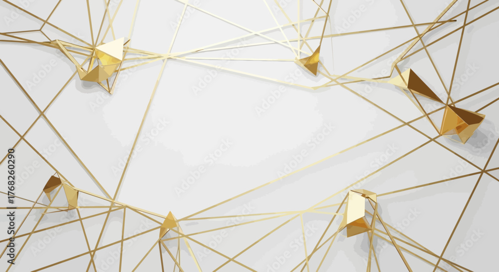 Fototapeta premium Geometric gold connections with clean white background ideal for modern designs and presentations