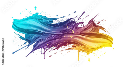 Vibrant hues in fluid motion: An energetic splash of layered colors painting a dynamic and