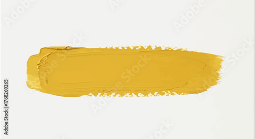 Mustard hued paint stroke isolated against a stark white background canvas creating simple