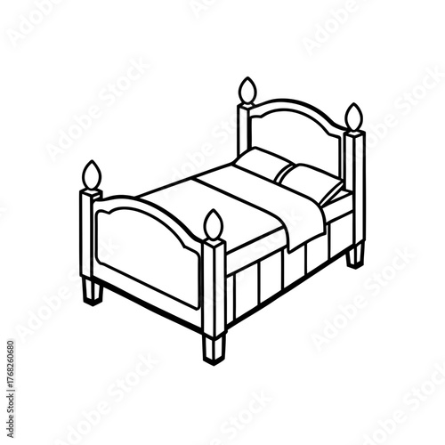 Illustration of a classic four poster bed on transparent background silhouette