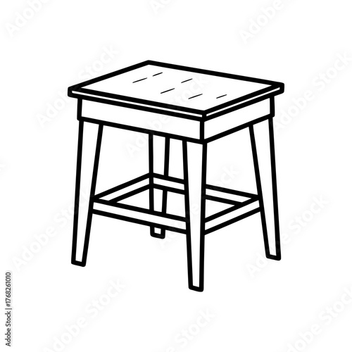 Illustration of a simple wooden stool art on transparent background silhouette