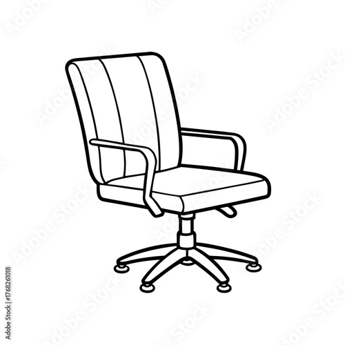 Illustration of an office style chair icon on transparent background silhouette